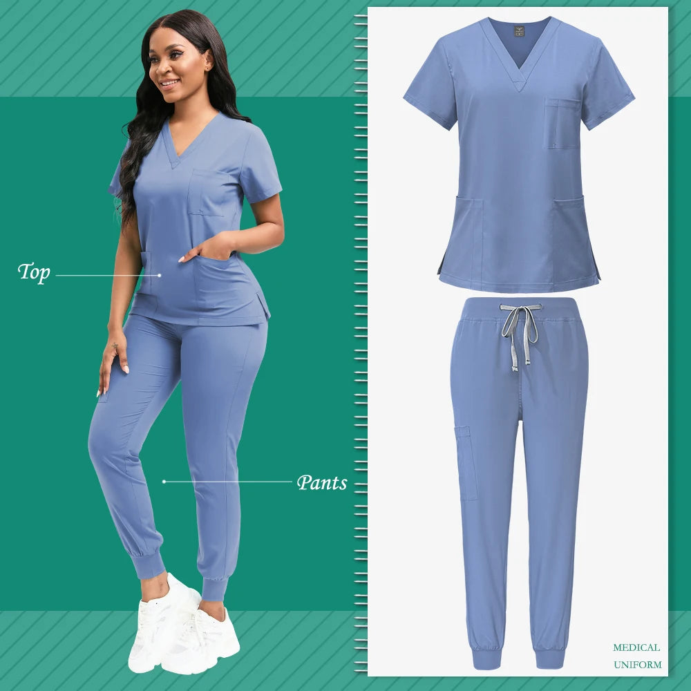Women's Nursing Scrub Top Pants Medical Suit - Empire P.E