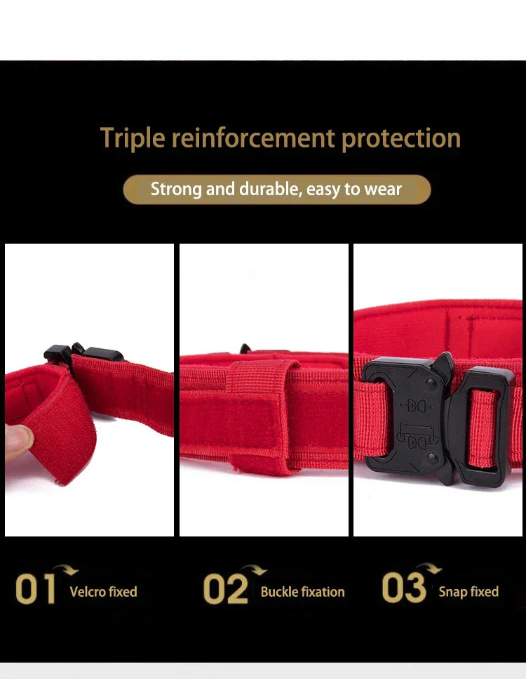 Pet Dog Collar Leash Set Nylon Material Durable Dog Collar Reflective Leash Pet Tactical Training Dog Collar Large Dog Leash Set - Empire P.E