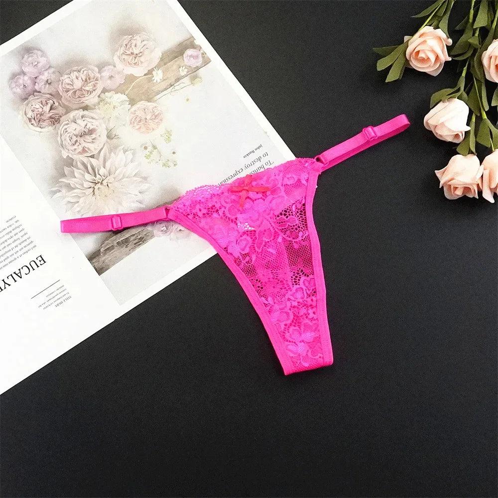 Sexy G String 4 Pcs Mix Adjustable Hollow Out Lace Thongs for Women - Empire P.E