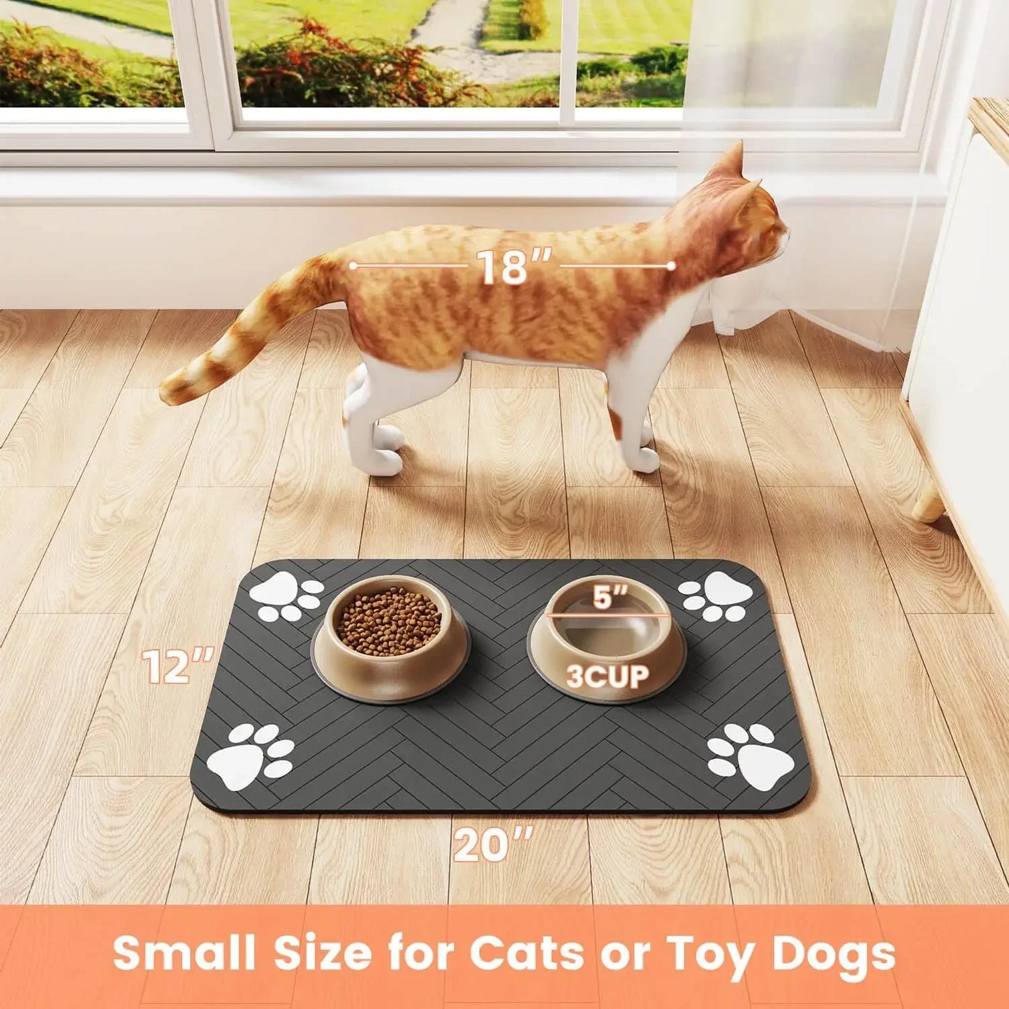 Pet Feeding Mat-Absorbent Waterproof Rubber Backing - Empire P.E