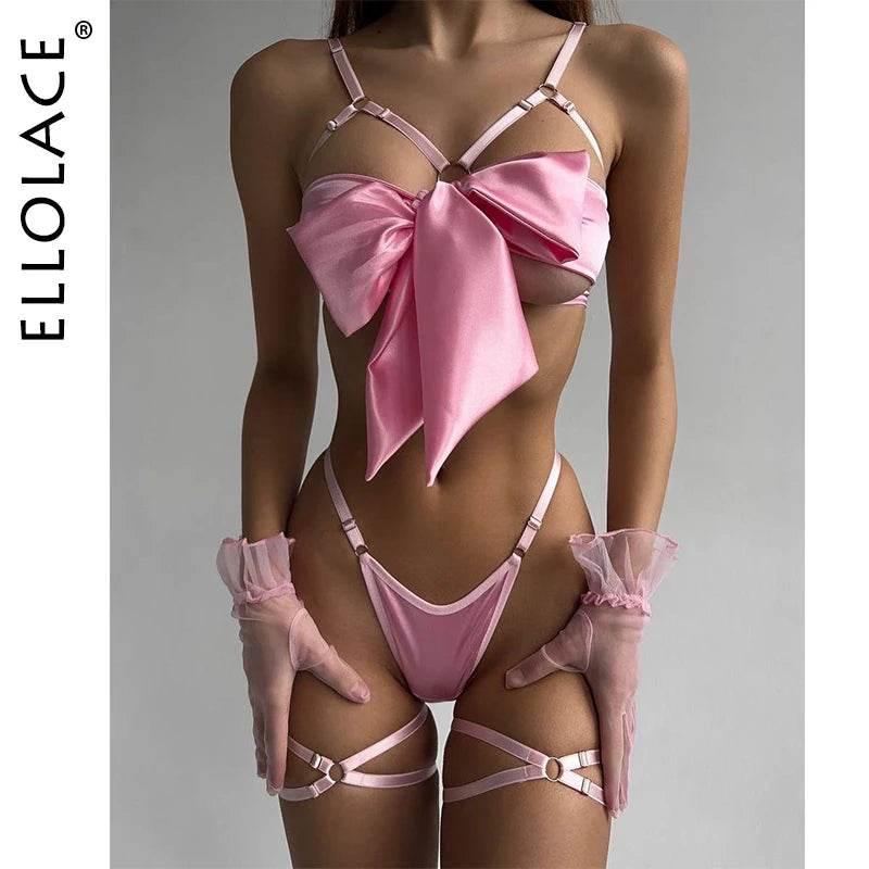 Bowknot Lingerie Open Bra Lace Up - Empire P.E