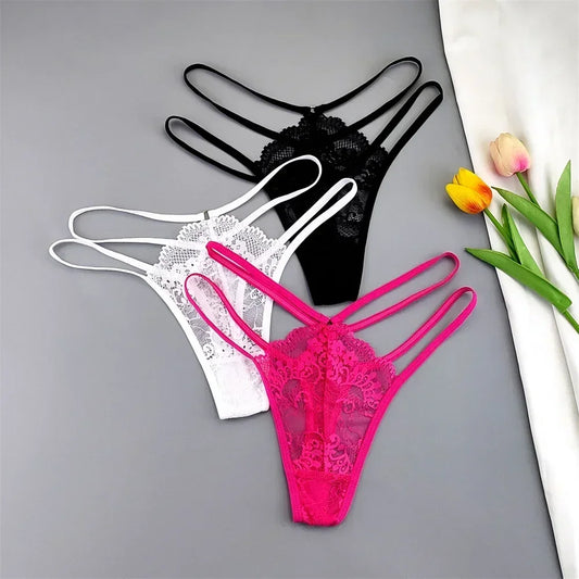 3 Pcs Lace Thin Strap Thong Women Low Waist - Empire P.E