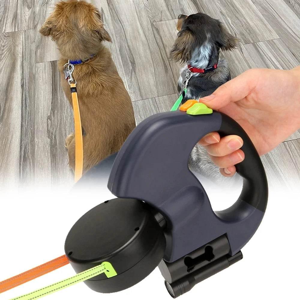 Double dog Leash Light retractable roulette double end leash Portable rotating pet leash for 2 dogs walking pet supplies - Empire P.E