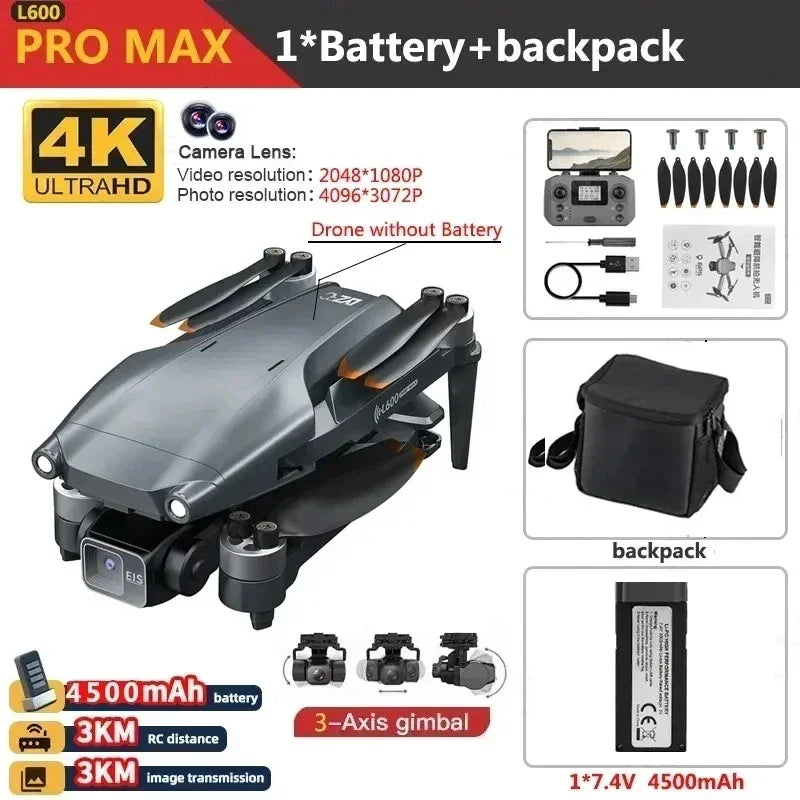 PRO MAX GPS Drone Professional 4K 3-Axis PTZ HD Dual Camera - Empire P.E