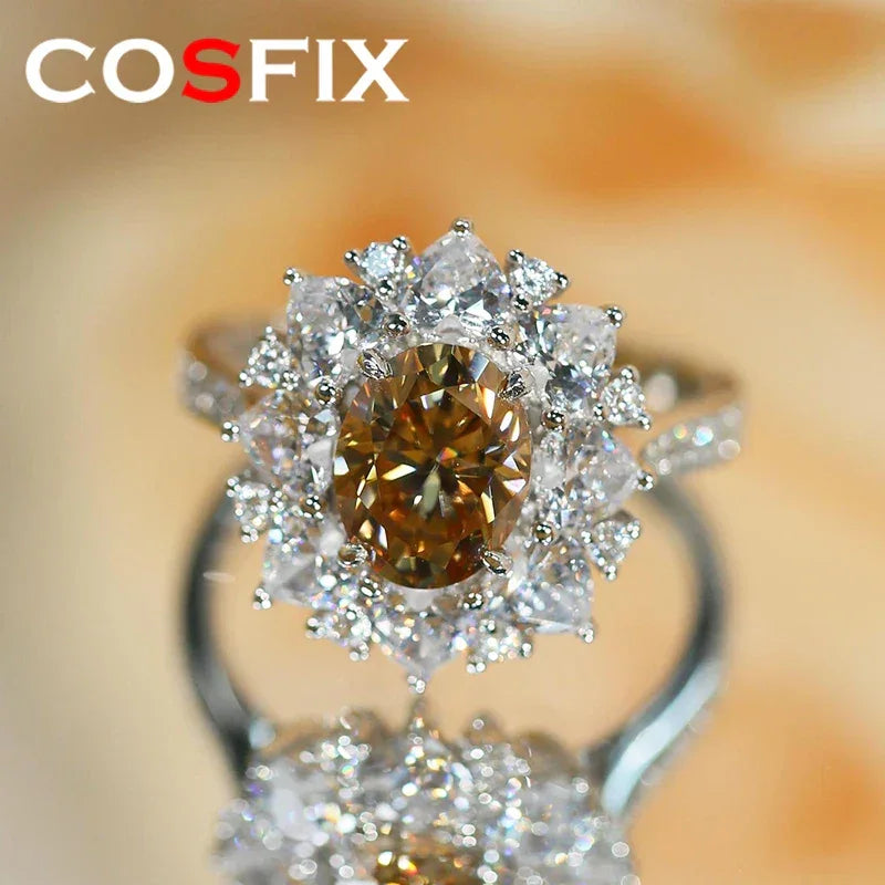 Women Moissanite Ring s925 Silver Oval Cut - Empire P.E