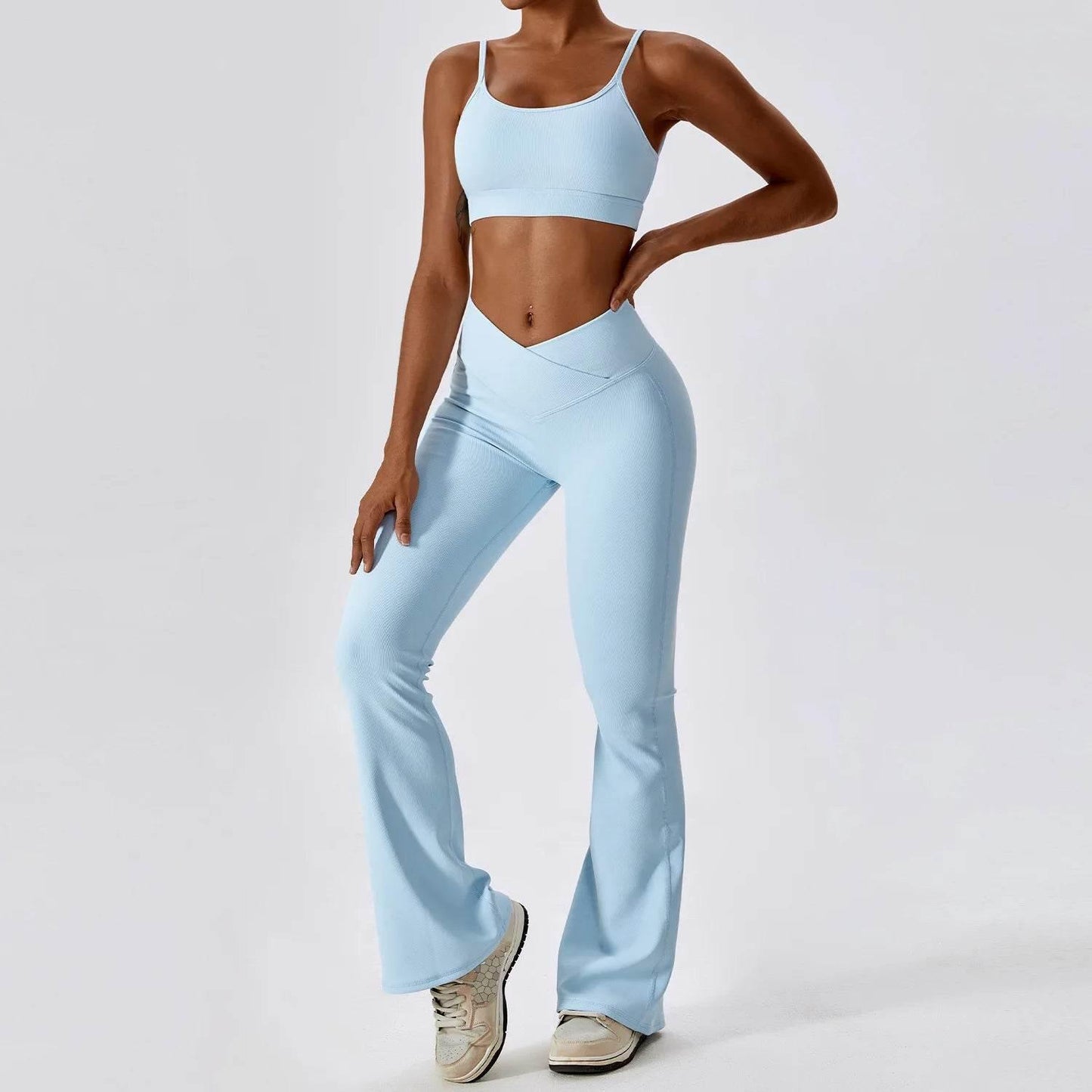 2PCS Seamless Yoga Set Gym Clothes Sportswear Yoga Suits For Women Fitness Rib Tracksuits Sports Bra Gym Leggings Sports Suits - Empire P.E