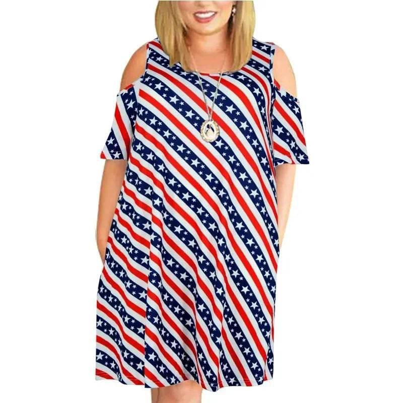 9XL Plus Size Cold Shoulder Dresses Summer Casual Loose Dress Short Sleeve Tie Dye Gradient 3D Print Sundress Large Size Dresses - Empire P.E