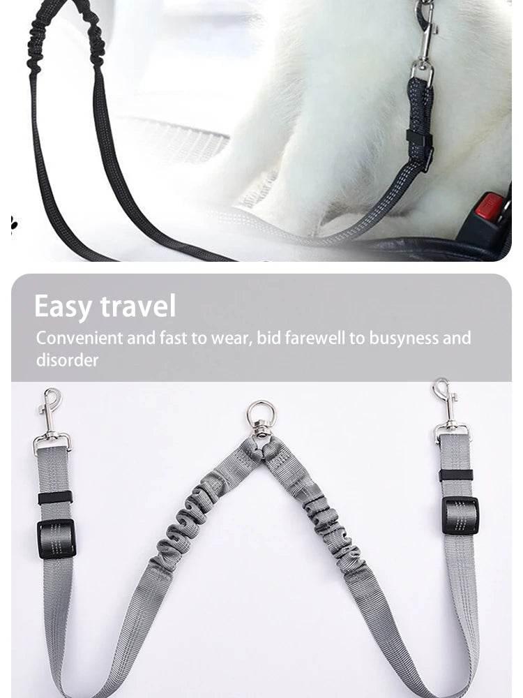 Pet Three-head Leash, Can Walk Two Pets At The Same Time, Nylon Retractable Leash Outdoor Car Dog Cat Leash - Empire P.E