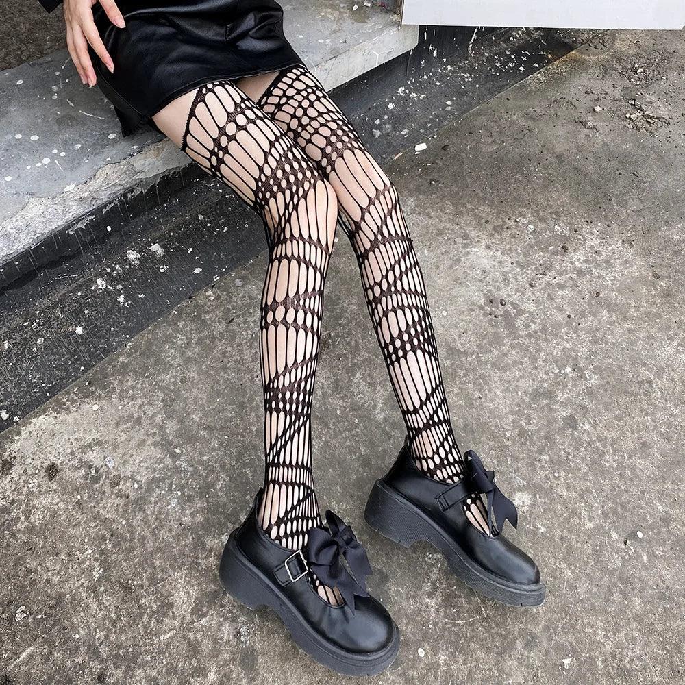Floral Fishnet Sexy High Waist Open Crotch Lingerie - Empire P.E