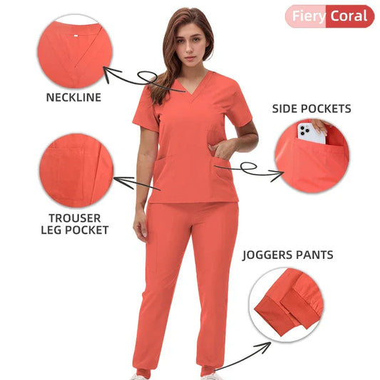 2025 New V-neck Top Jogger Pants Scrub Sets - Empire P.E