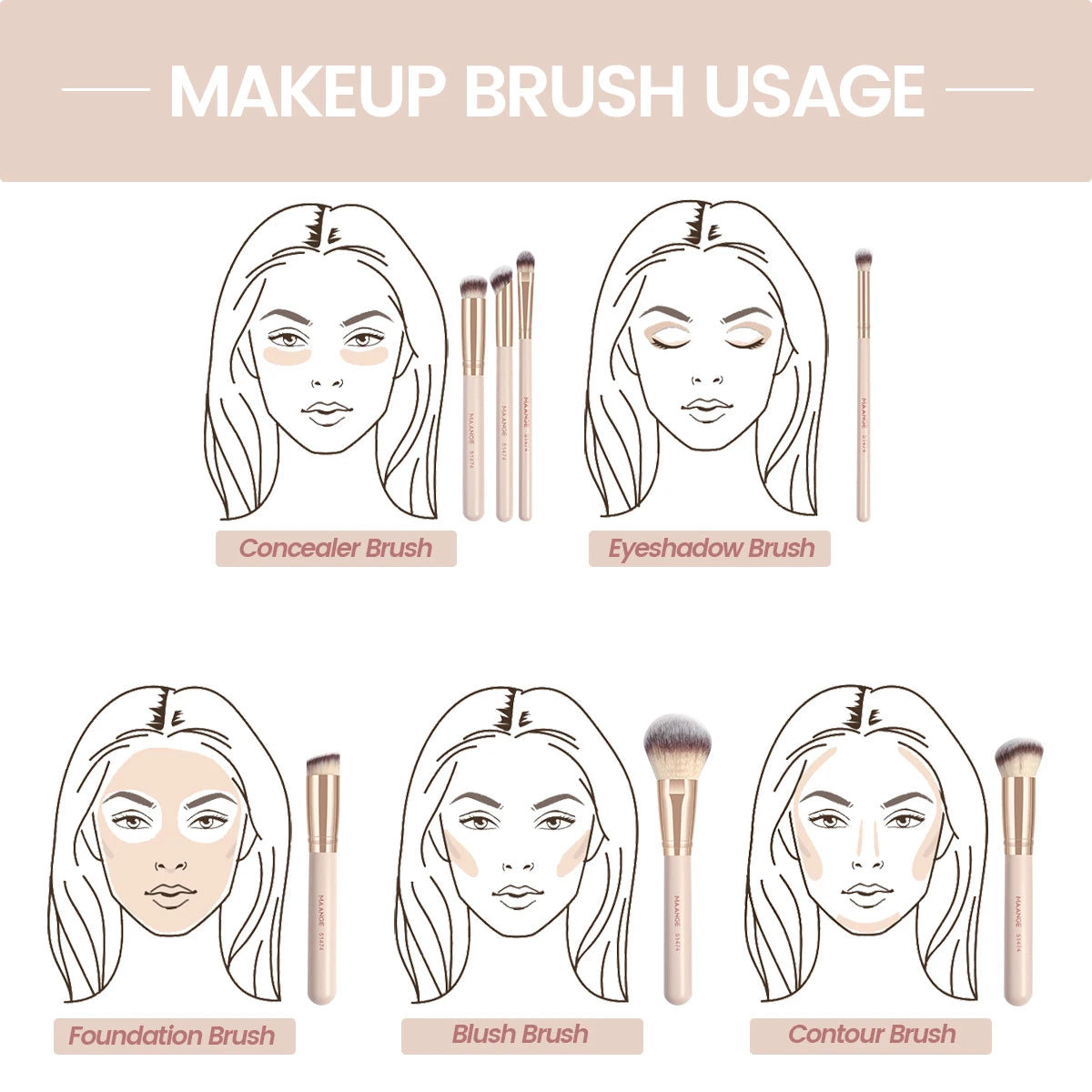 7pcs/set Makeup Brushes for Cosmetic Foundation