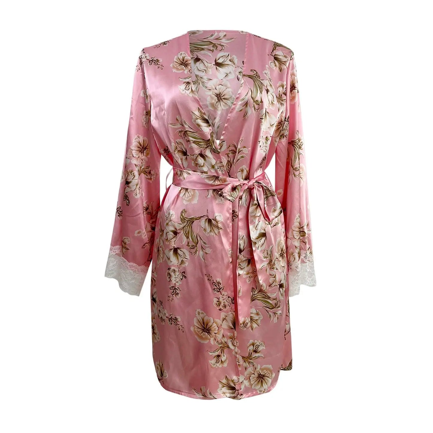 Women's Satin Nightgown Sexy Lace Patchwork - Empire P.E