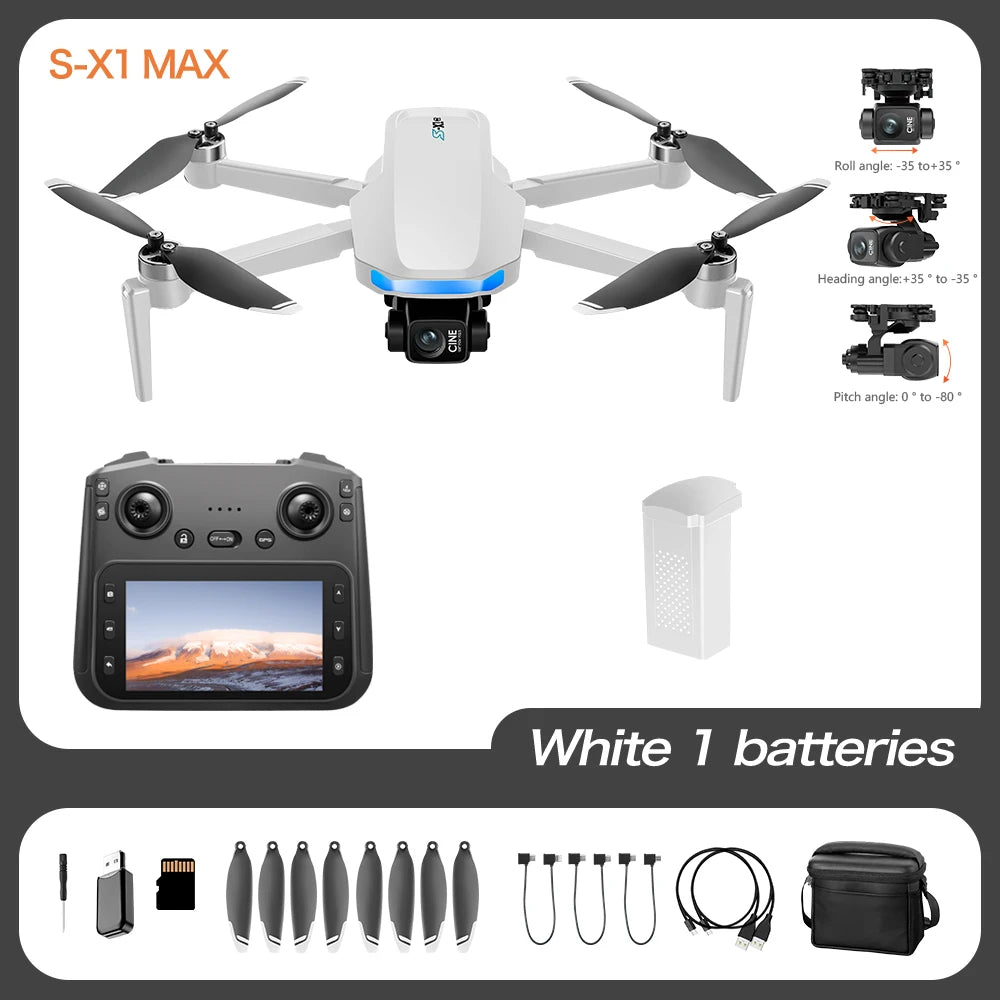 Mini Drone with Screen 3-Axis Anti-shake Gimbal 4K Aerial HD Cameras - Empire P.E