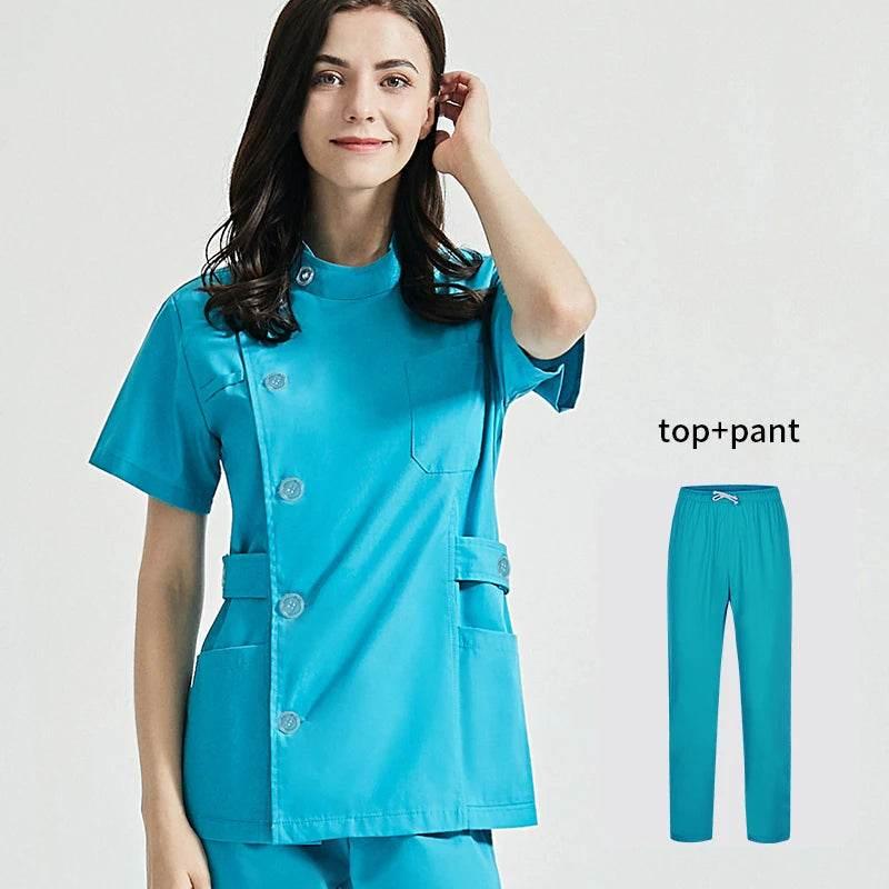 Niaahinn Health Services Scrubs Set Uniforms V-Neck Beauty Salon Work Uniform Women Sets Pet Grooming Institution Scrubs Coat - Empire P.E
