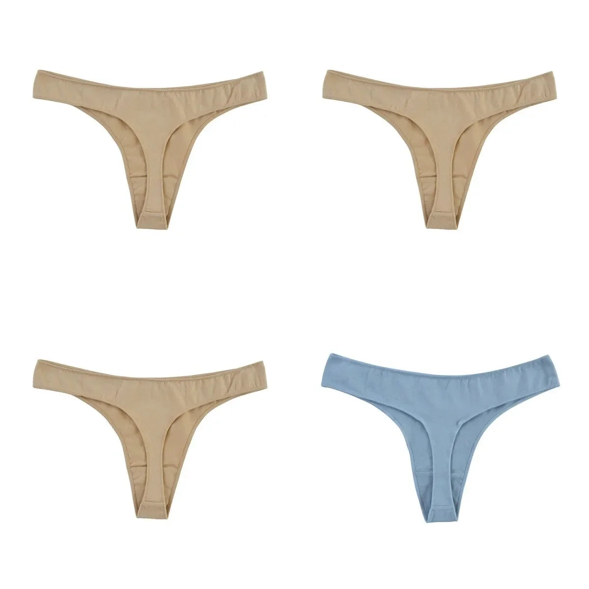 4Pcs/Set Cotton Panties Women Thongs Low Rise G-String - Empire P.E