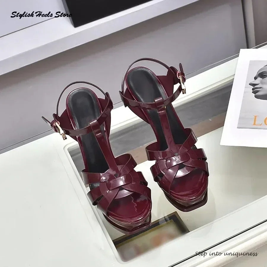 Classics Leather Platform Straps Stilettos - Empire P.E