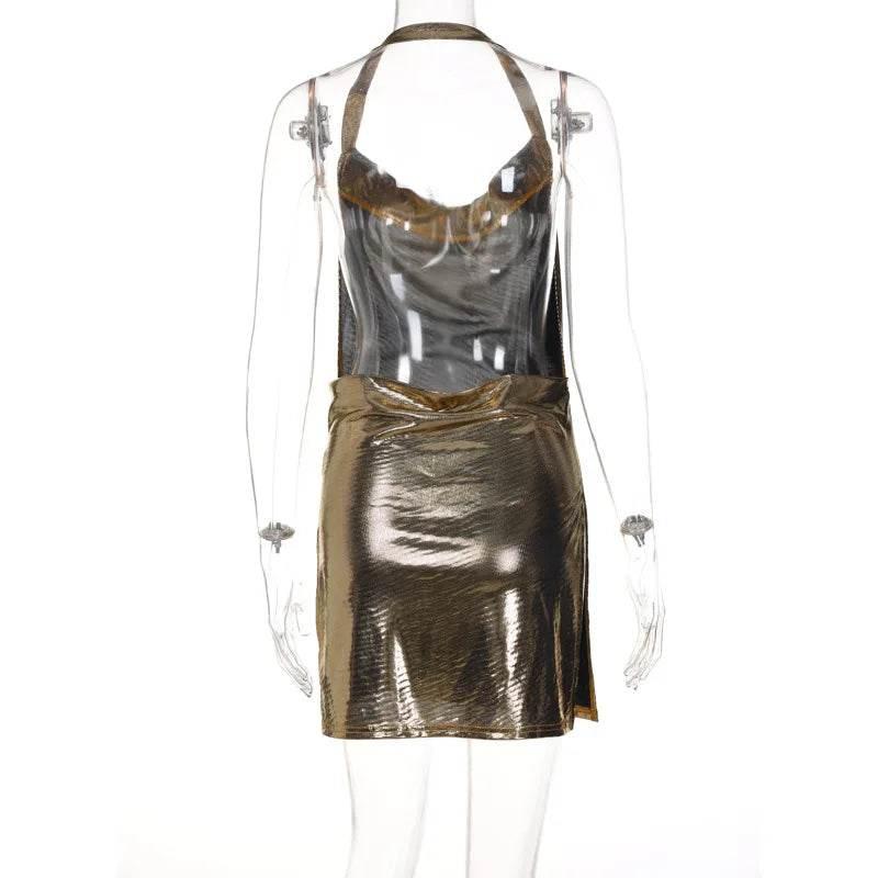 Elegant Short Dress with Hanging Neck Backless - Empire P.E