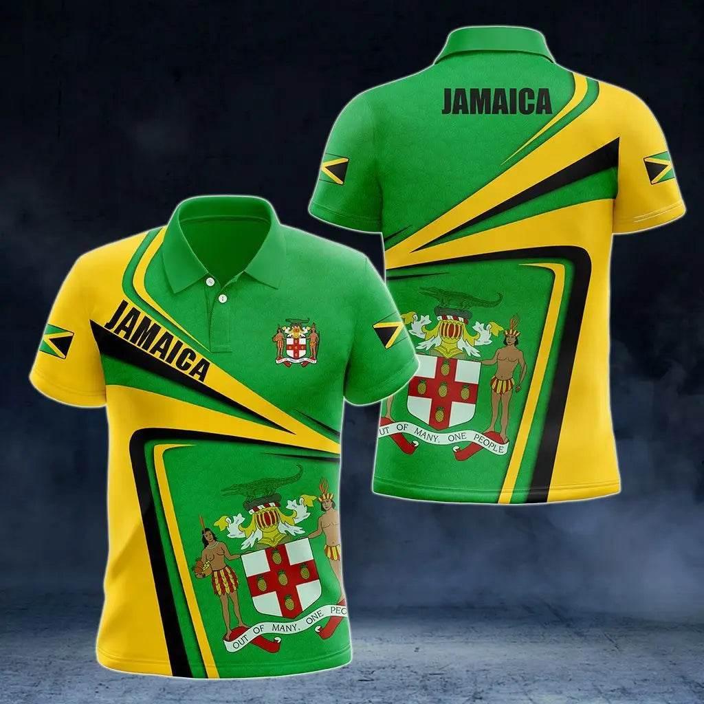 Jamaica Flag & Coat of Arms Customized Polo Shirt Summer Casual Streetwear Men's Fashion Loose Jersey Plus Size Sportswear - Empire P.E