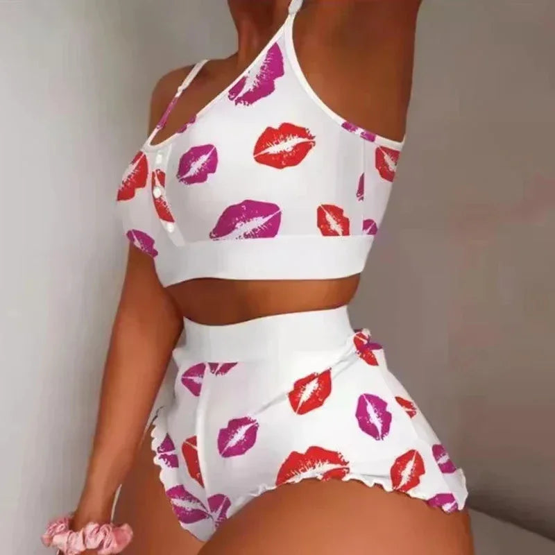 2025 New Women Butterfly Print Pajamas Set - Empire P.E