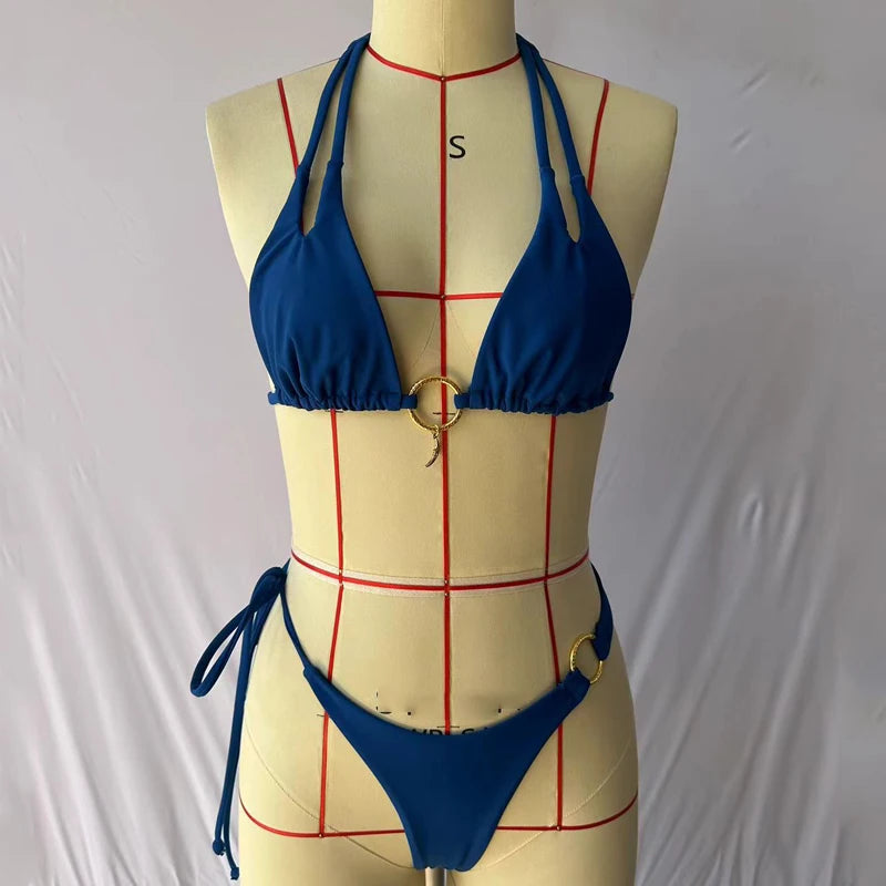 Solid Halter Neck Swimsuit - Empire P.E