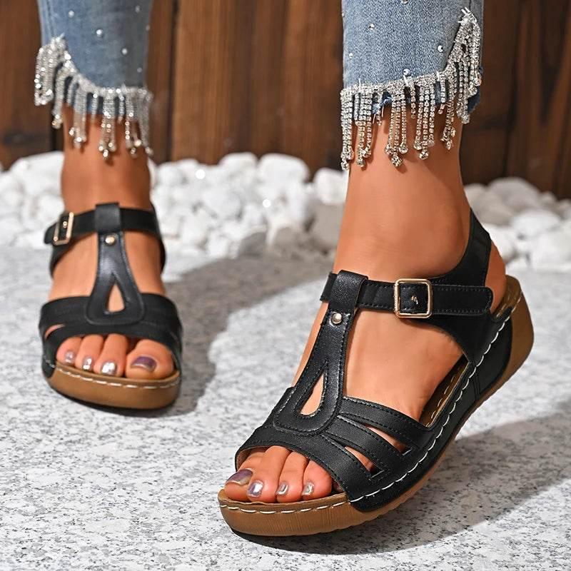 2025 Summer Women Wedge Sandals Lightweight Ankle Buckle Platform Gladiator Sandals Woman Peep Toe Non Slip Beach Sandles 36-43 - Empire P.E
