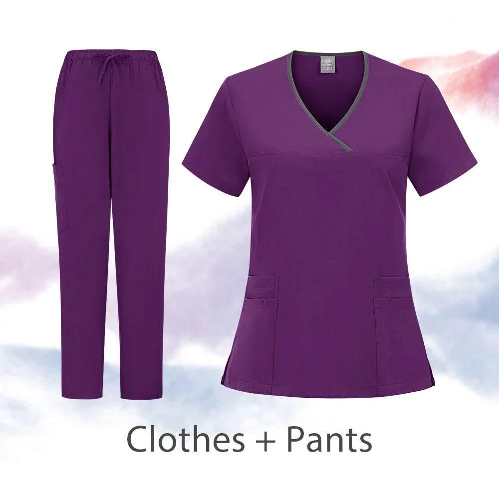 Scrubs Uniforms Sets Nurse Grey Scrubs Uniform Top for Men Hospital Medical Scrubs Unisex Clinic Nursing Surgical Uniforms Woman - Empire P.E