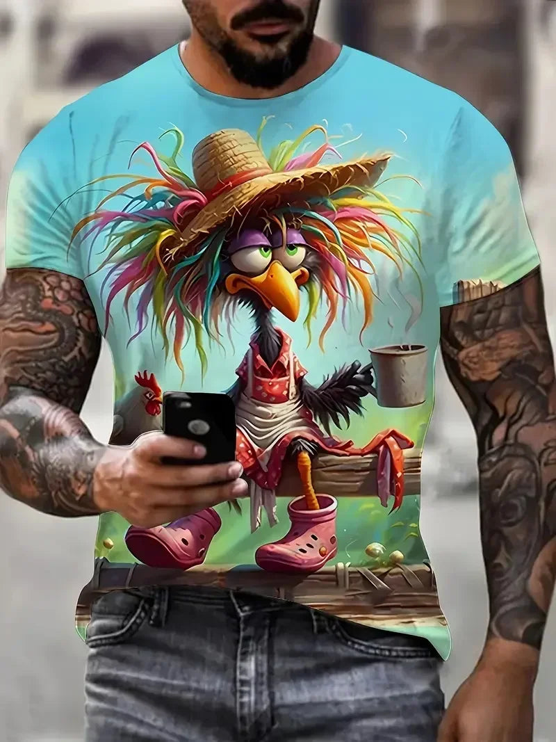 Funny Men's T Shirt Cartoon Duck Print - Empire P.E