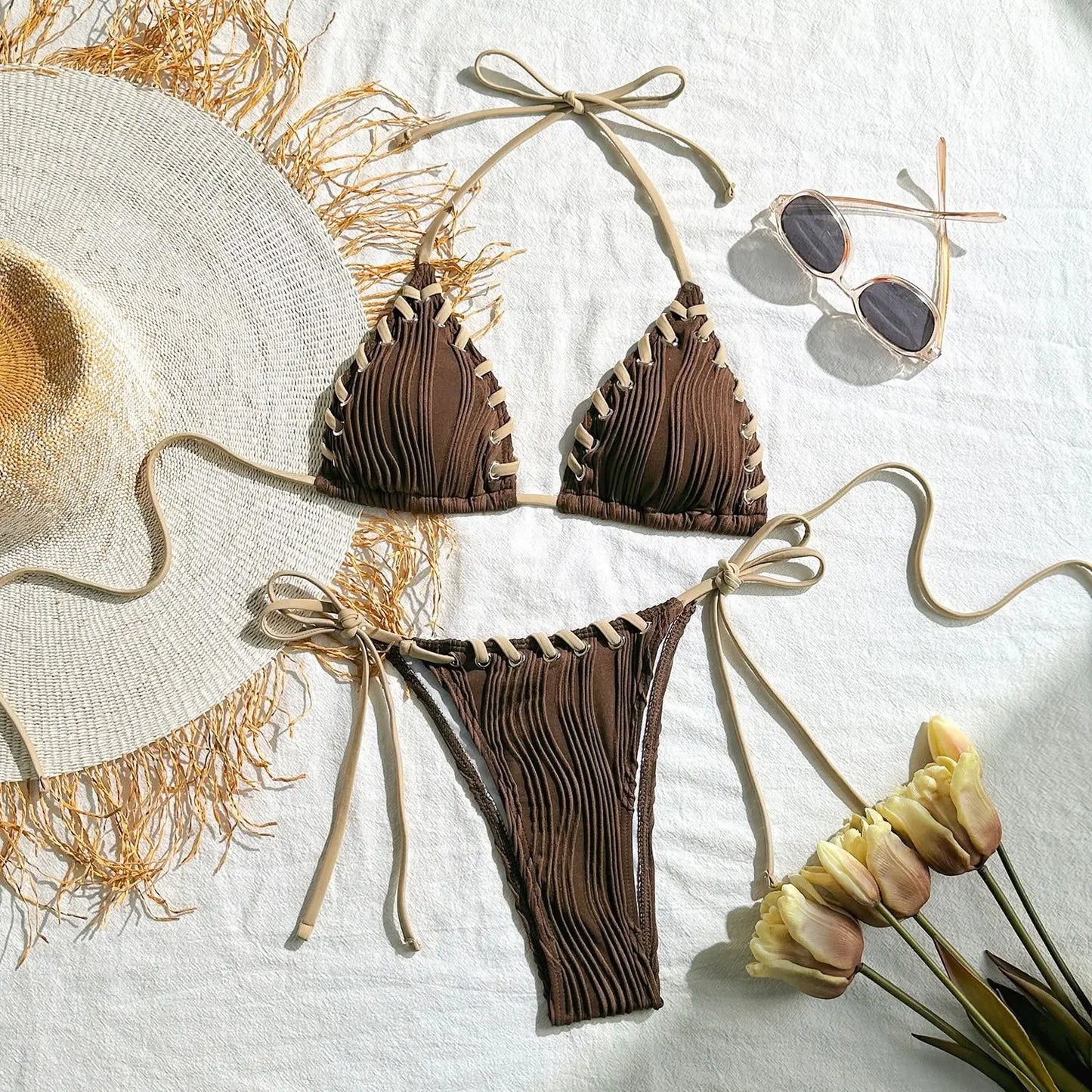Vacation Low Waist Two Piece Sexy Bikini Set - Empire P.E