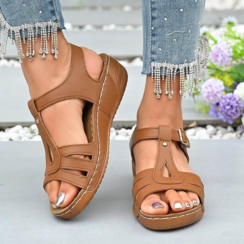 2025 Summer Women Wedge Sandals Lightweight Ankle Buckle Platform Gladiator Sandals Woman Peep Toe Non Slip Beach Sandles 36-43 - Empire P.E