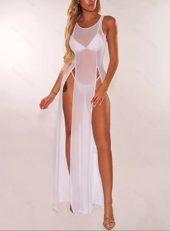 Sexy Womens Mesh Sheer Long Dress Ladies Bikini Cover Up - Empire P.E