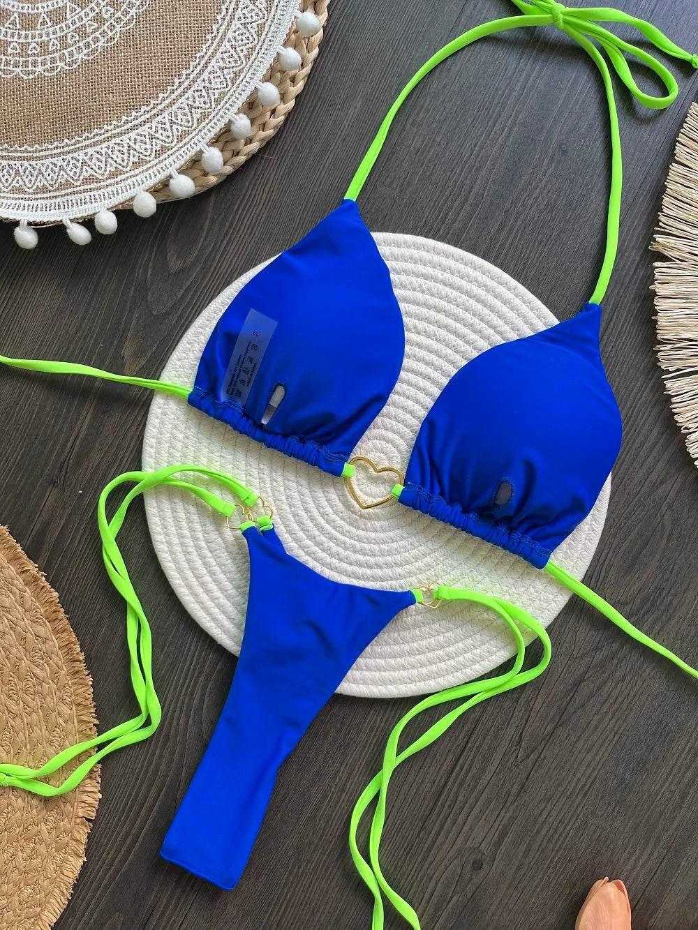 RUOTONSEPT Sexy Halter Solid color Bikini Set Women's Swimsuit Two-piece Triangle Thong Swimwear Bathing Suit Brazilian Biquinis - Empire P.E
