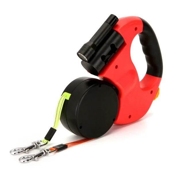 Double dog Leash Light retractable roulette double end leash Portable rotating pet leash for 2 dogs walking pet supplies - Empire P.E