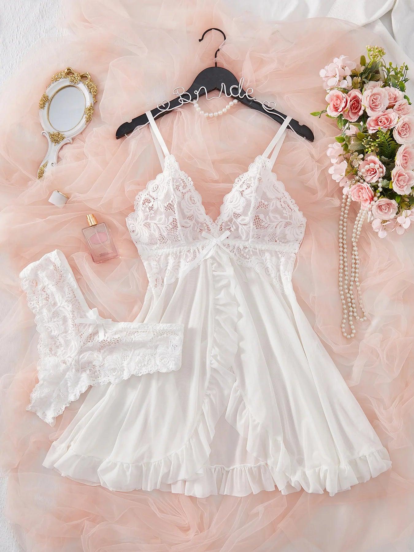 Sexy Lingerie Set Women Erotic Bra Nightdress Sexy Lace - Empire P.E
