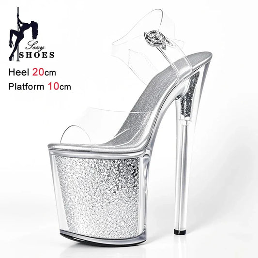 20CM/8inche Exotic Stripper High Heel Glitter Stiletto Heels - Empire P.E