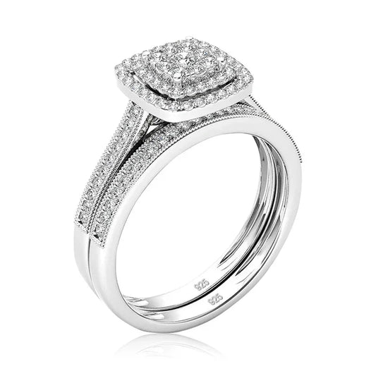 2pcs Moissanite & Zirconia Ring Set For Woman - Empire P.E