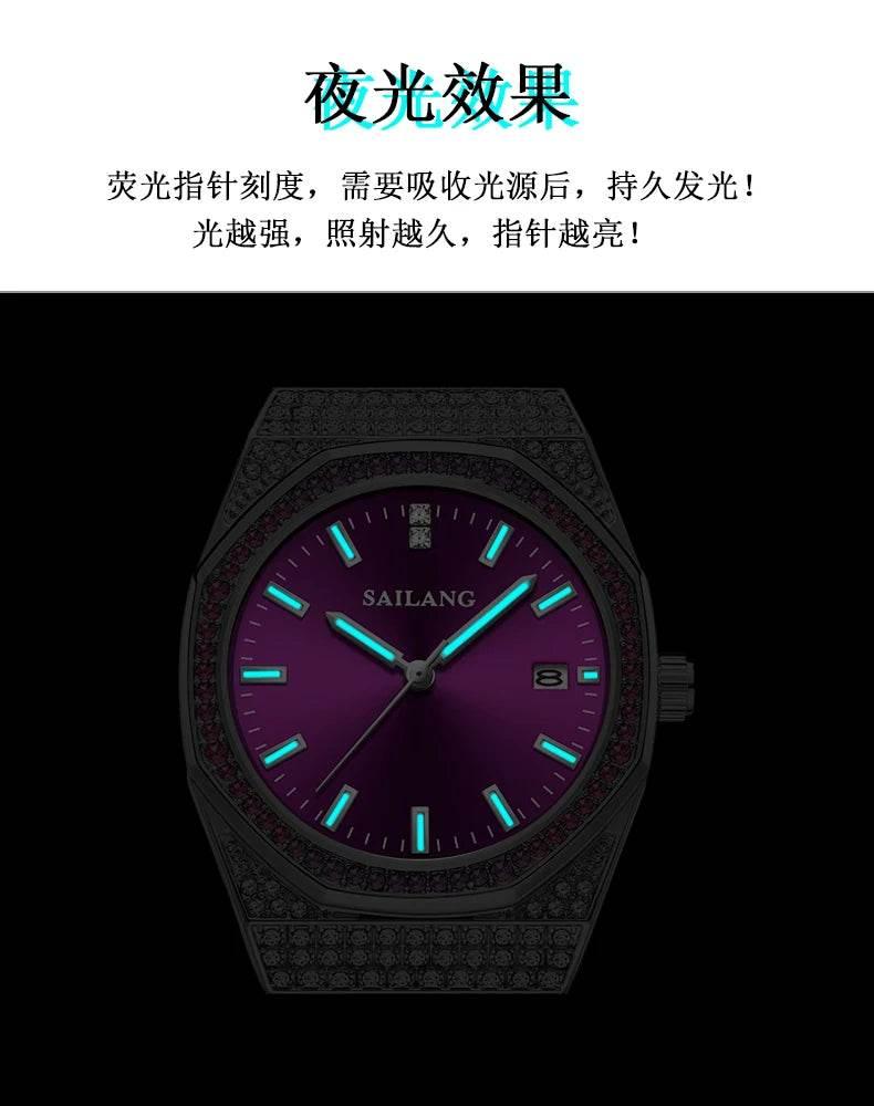 New Style Violet High-End Ladies Wrist Watch Luxury Diamond Waterproof - Empire P.E