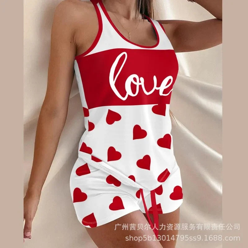 Women's Vest Top Drawstring Mid Waist Shorts Two-Piece Set - Empire P.E