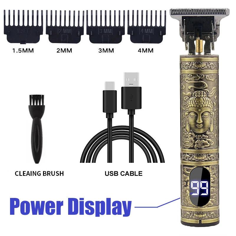 T9 Electric Hair Clipper for Men Professional Barber Shaver Beard Trimmer Body Hair Cutting Machine for Men Dragon Buddha Design - Empire P.E