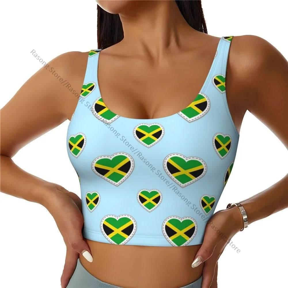 Sports Bra Women Running Yoga Clothes Vest Jamaica Kingdom Flag Gathering Fitness Vest - Empire P.E