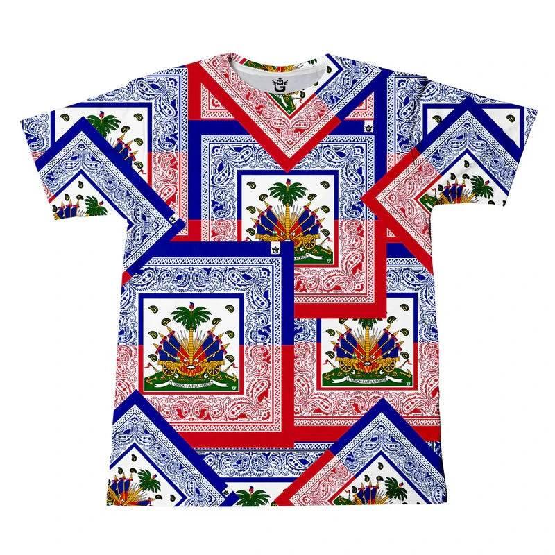 Haitian Flag T-shirt Men 3D Print Haiti Emblem Symbol Vintage T Shirts Summer Fashion Streetwear Short Sleeve Y2k Mens Clothing - Empire P.E