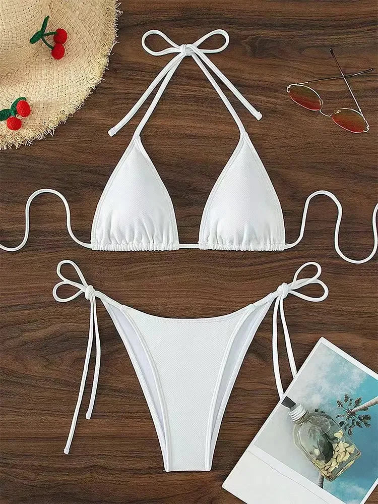 Women Thong Bikini Set Side Lace-up Sexy Swimsuit - Empire P.E