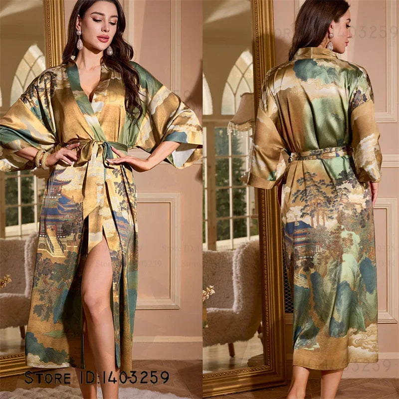 Female Long Robe Loungewear Elegant - Empire P.E