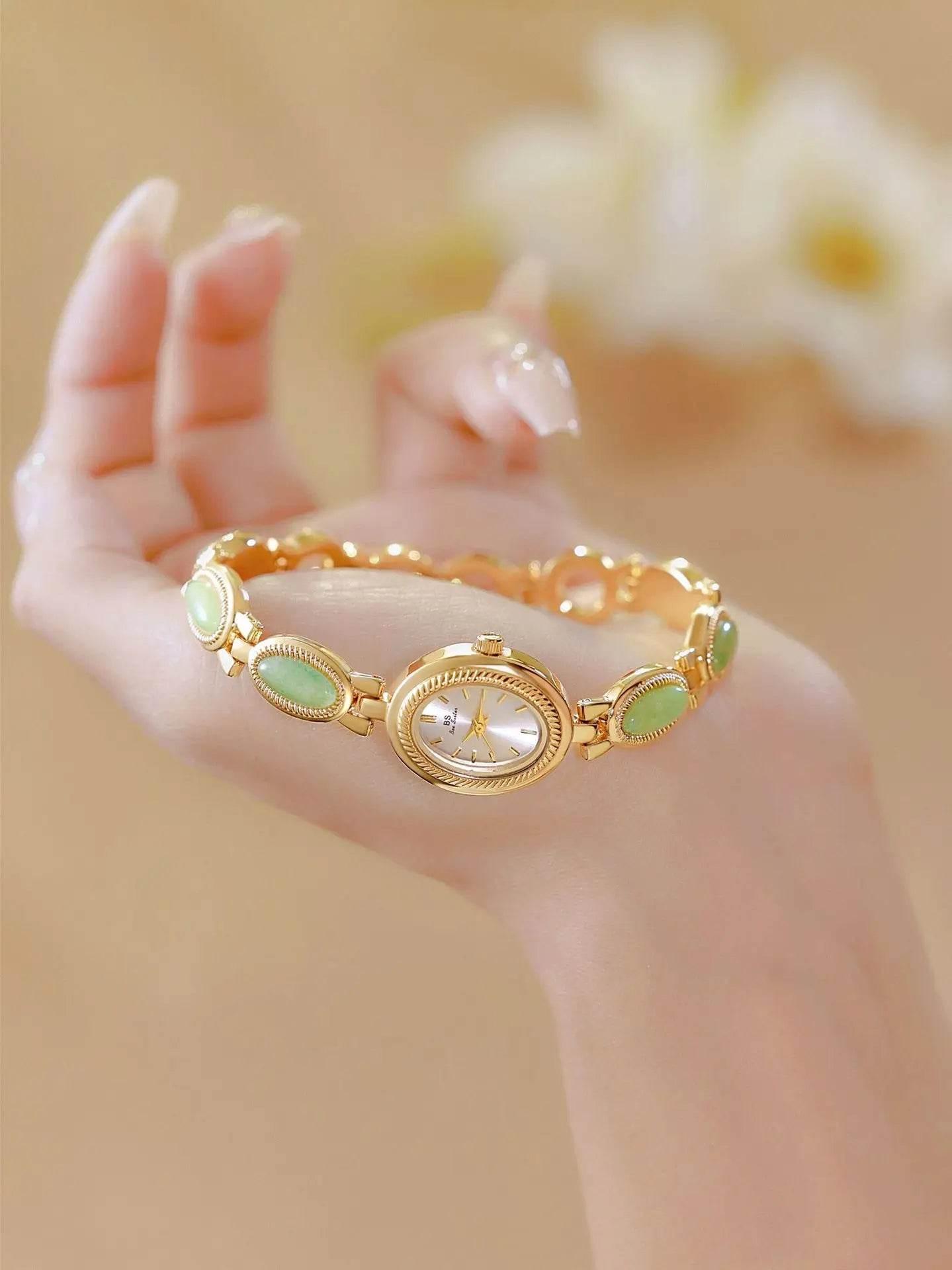 UTHAI Women's Watch Ladies Bracelet Luxury Brand Waterproof Retro Natural Dongling Stone Hotan Jade Advanced Chain Watches Gift - Empire P.E