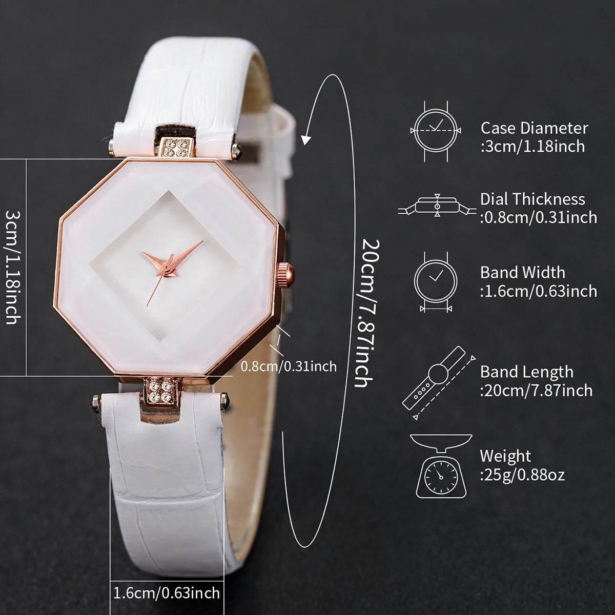 2PCS Fashion Women's Watches Casual Leather Band - Empire P.E