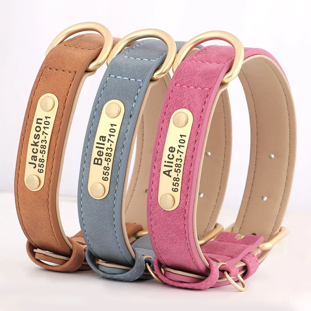 Personalized Dog Collar Custom Engraved PU Leather - Empire P.E