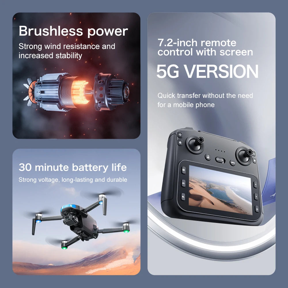Mini Drone with Screen 3-Axis Anti-shake Gimbal 4K Aerial HD Cameras - Empire P.E