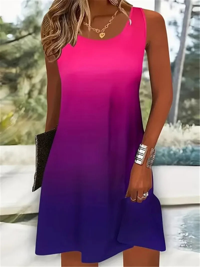 Women Tie-dye Gradient Streetwear Mini Dresses - Empire P.E