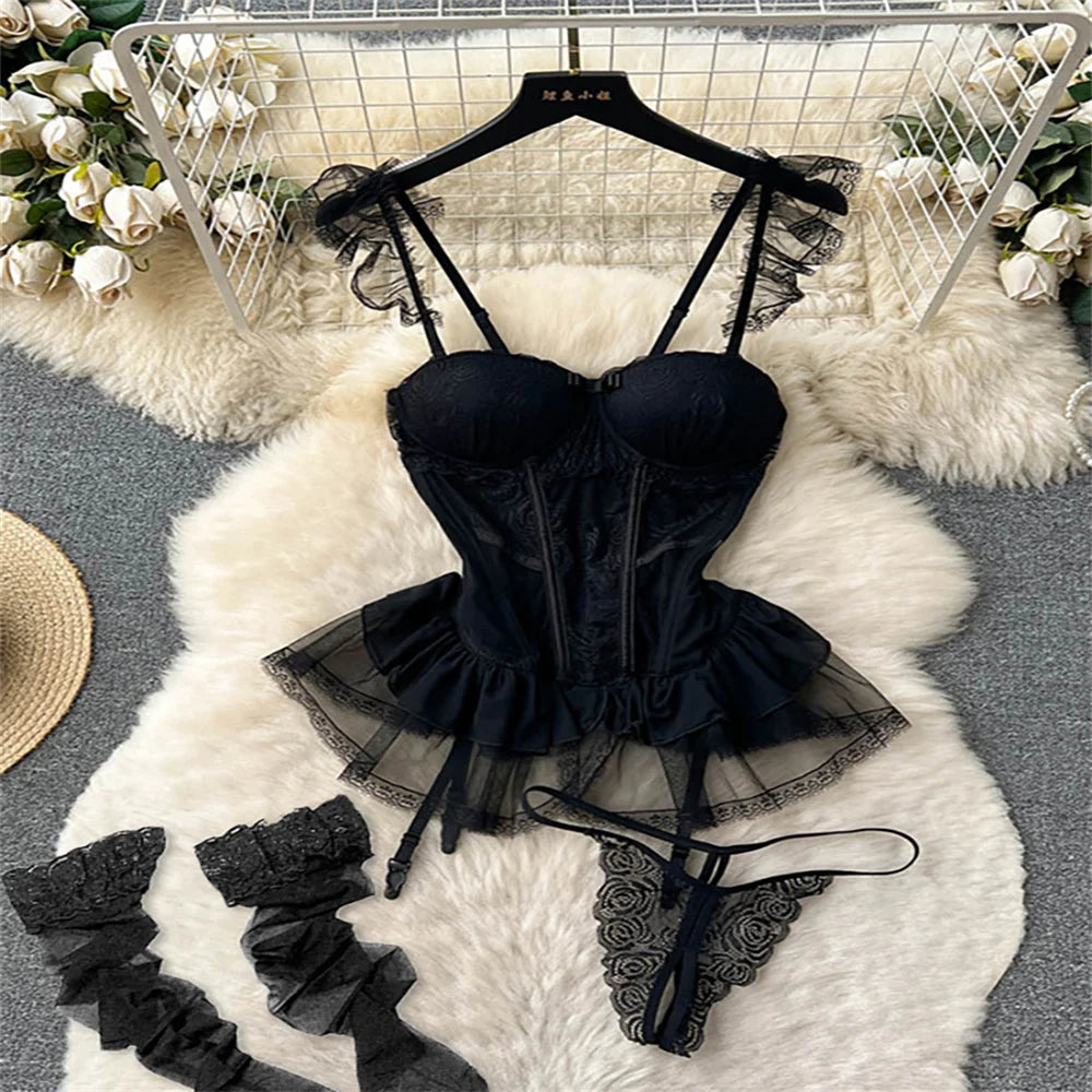 Hollow Out Cosplay Lingerie Lace Backless Jumpsuit - Empire P.E
