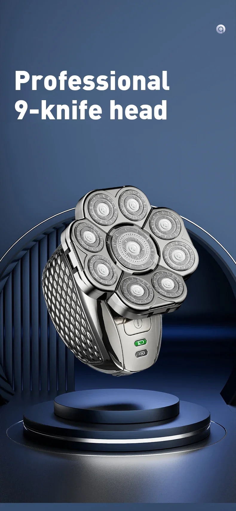 4D Head Shavers for Bald Men, Upgraded 9 Floating Heads 6-in-1 Rechargeable Waterproof Wet Dry Bald Head Shavers for Men - Empire P.E