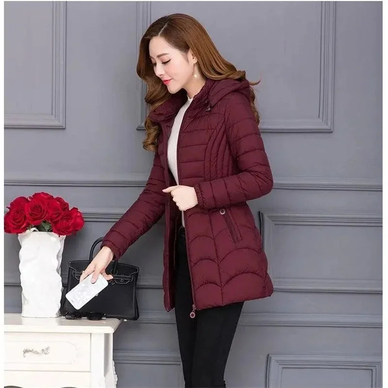 Women's 2024 Slim Down Cotton Hooded Jacket - Empire P.E